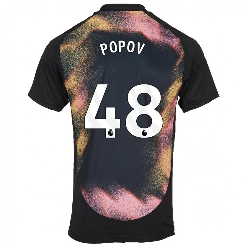 Danxen Kvinnor Chris Popov #48 Svart Vit Bortatröja Matchtröjor 2024/25 Tröjor T-Tröja