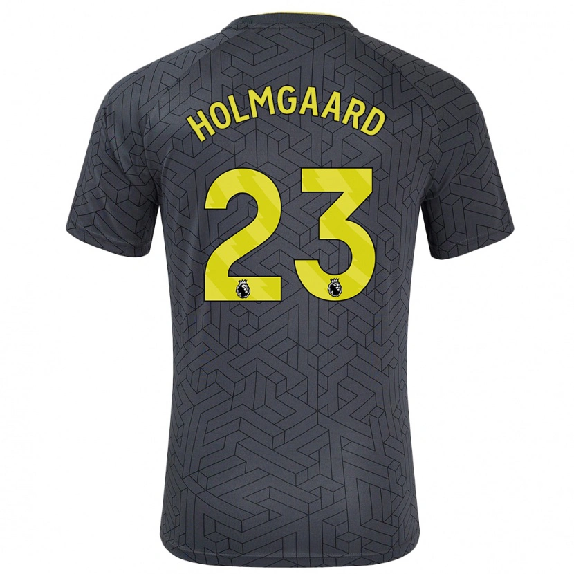 Danxen Kvinnor Sara Holmgaard #23 Svart Gul Bortatröja Matchtröjor 2024/25 Tröjor T-Tröja