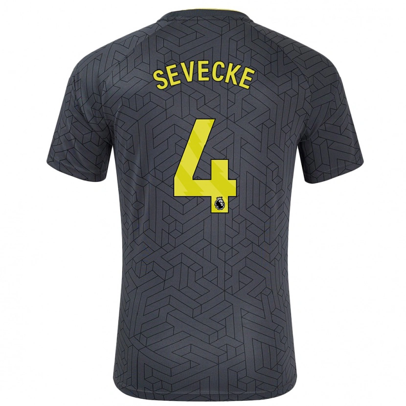 Danxen Kvinnor Rikke Sevecke #4 Svart Gul Bortatröja Matchtröjor 2024/25 Tröjor T-Tröja