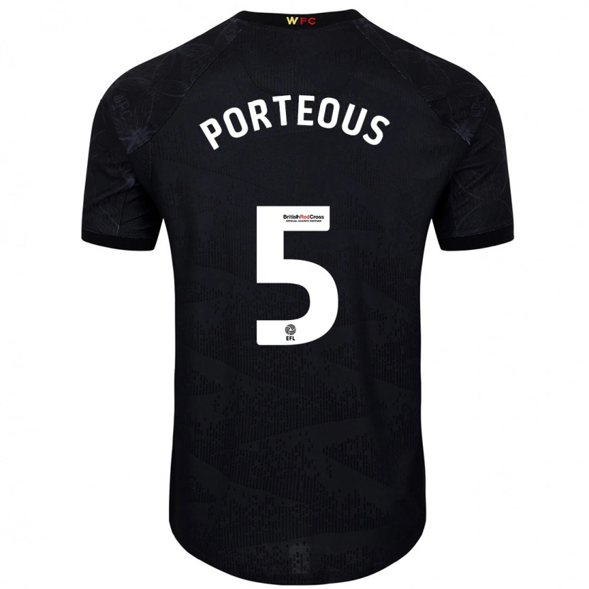 Danxen Kvinnor Ryan Porteous #5 Svart Vit Bortatröja Matchtröjor 2024/25 Tröjor T-Tröja