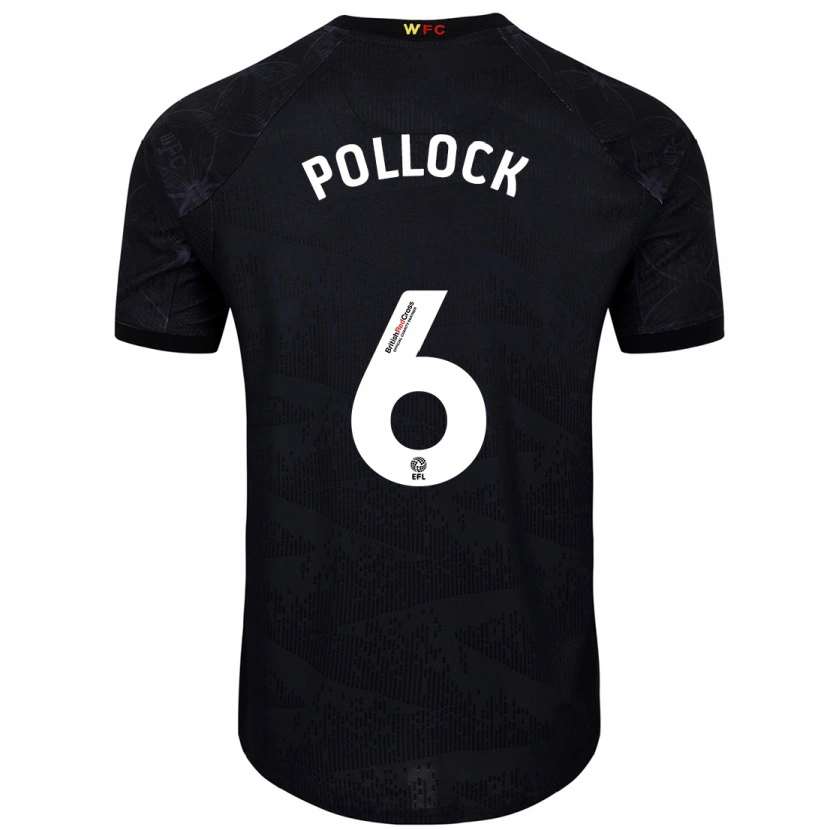 Danxen Kvinnor Mattie Pollock #6 Svart Vit Bortatröja Matchtröjor 2024/25 Tröjor T-Tröja