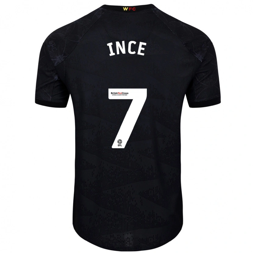 Danxen Kvinnor Tom Ince #7 Svart Vit Bortatröja Matchtröjor 2024/25 Tröjor T-Tröja