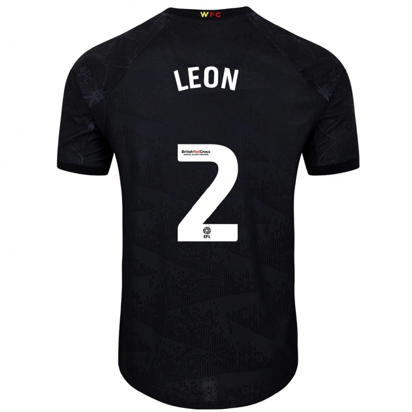 Danxen Kvinnor Lucía León #2 Svart Vit Bortatröja Matchtröjor 2024/25 Tröjor T-Tröja