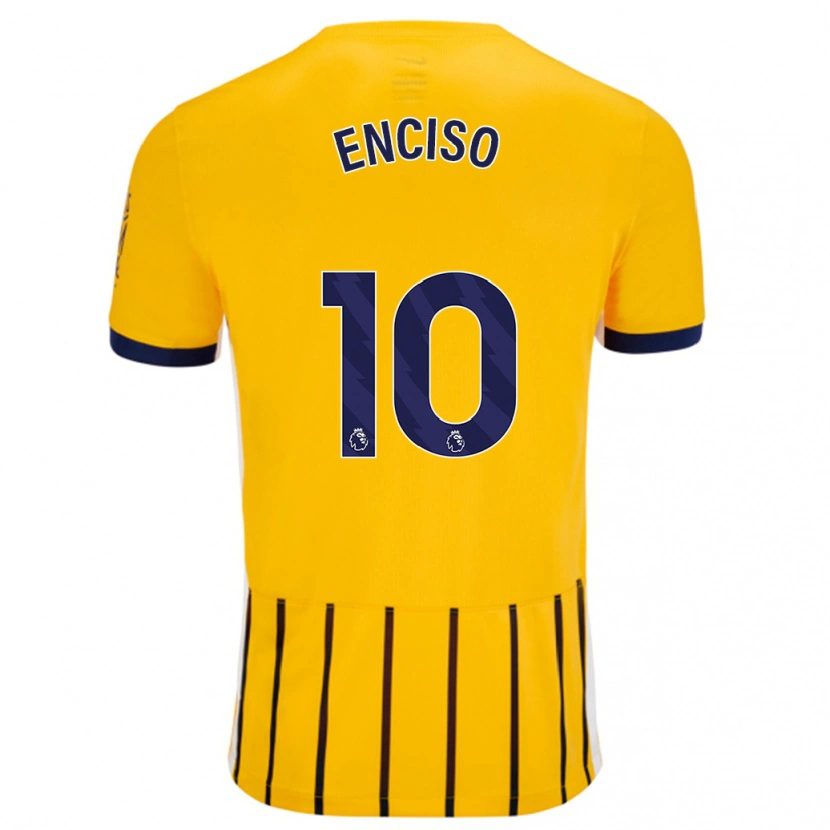 Danxen Kvinnor Julio Enciso #10 Guldblå Kritränder Bortatröja Matchtröjor 2024/25 Tröjor T-Tröja