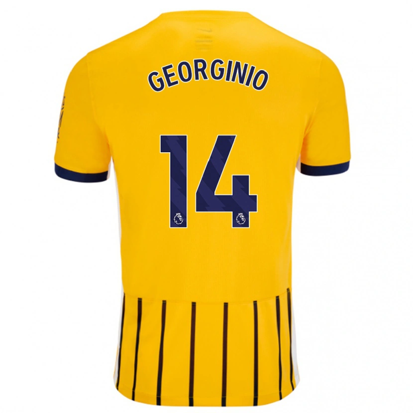 Danxen Kvinnor Georginio Rutter #14 Guldblå Kritränder Bortatröja Matchtröjor 2024/25 Tröjor T-Tröja