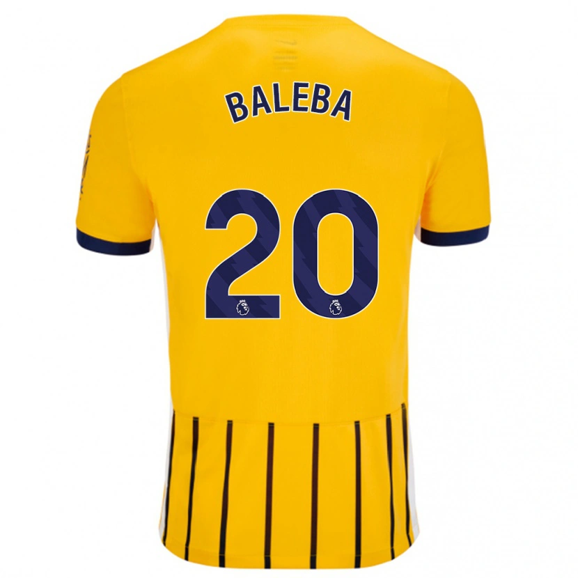 Danxen Kvinnor Carlos Baleba #20 Guldblå Kritränder Bortatröja Matchtröjor 2024/25 Tröjor T-Tröja