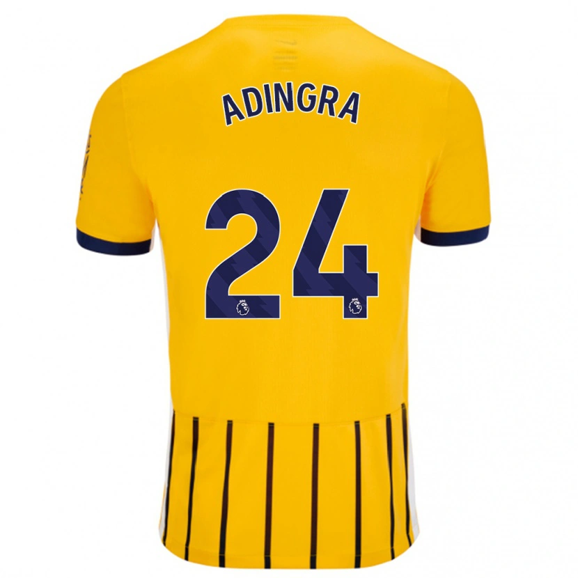 Danxen Kvinnor Simon Adingra #24 Guldblå Kritränder Bortatröja Matchtröjor 2024/25 Tröjor T-Tröja