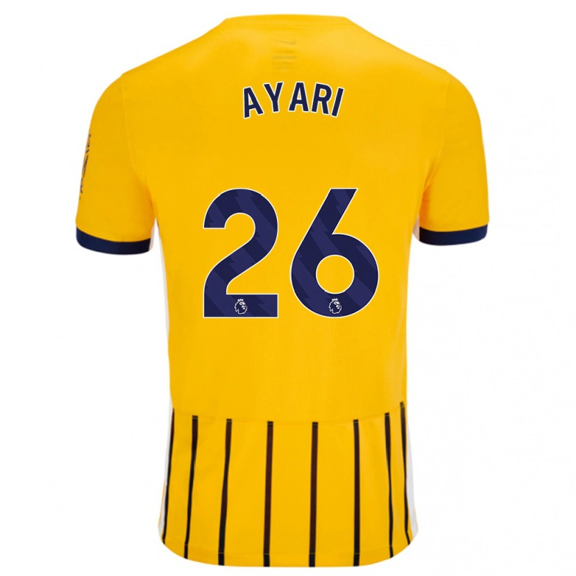 Danxen Kvinnor Yasin Ayari #26 Guldblå Kritränder Bortatröja Matchtröjor 2024/25 Tröjor T-Tröja