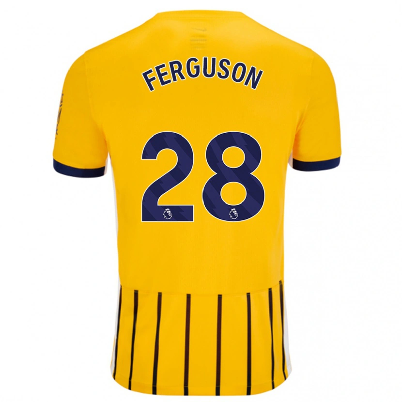 Danxen Kvinnor Evan Ferguson #28 Guldblå Kritränder Bortatröja Matchtröjor 2024/25 Tröjor T-Tröja