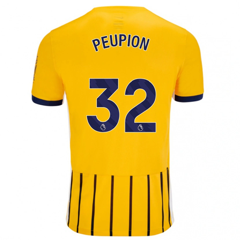 Danxen Kvinnor Cameron Peupion #32 Guldblå Kritränder Bortatröja Matchtröjor 2024/25 Tröjor T-Tröja