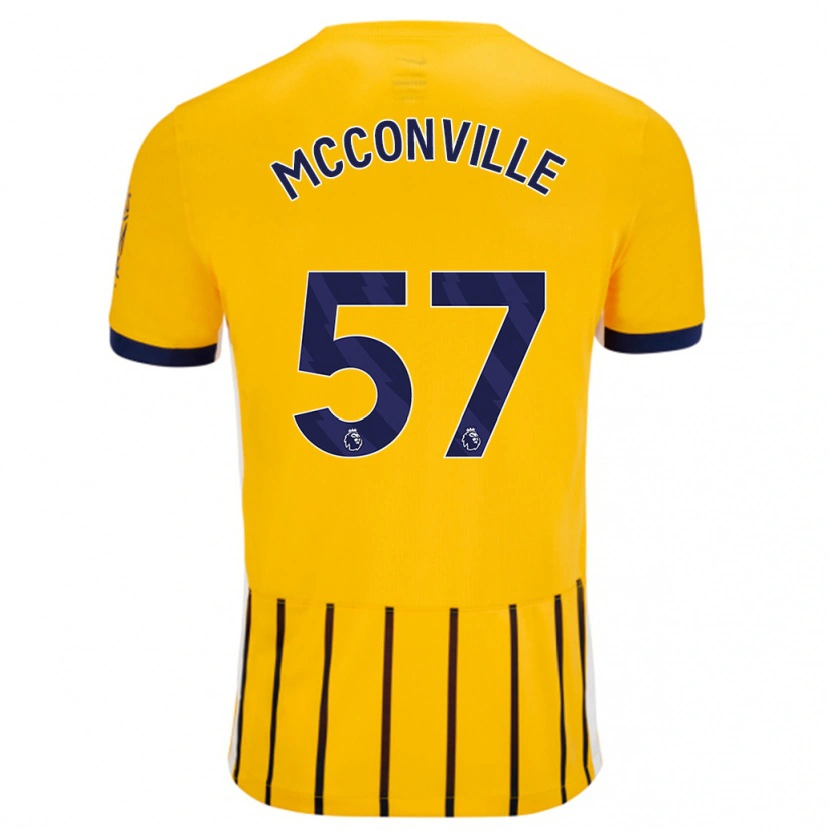 Danxen Kvinnor Ruairi Mcconville #57 Guldblå Kritränder Bortatröja Matchtröjor 2024/25 Tröjor T-Tröja