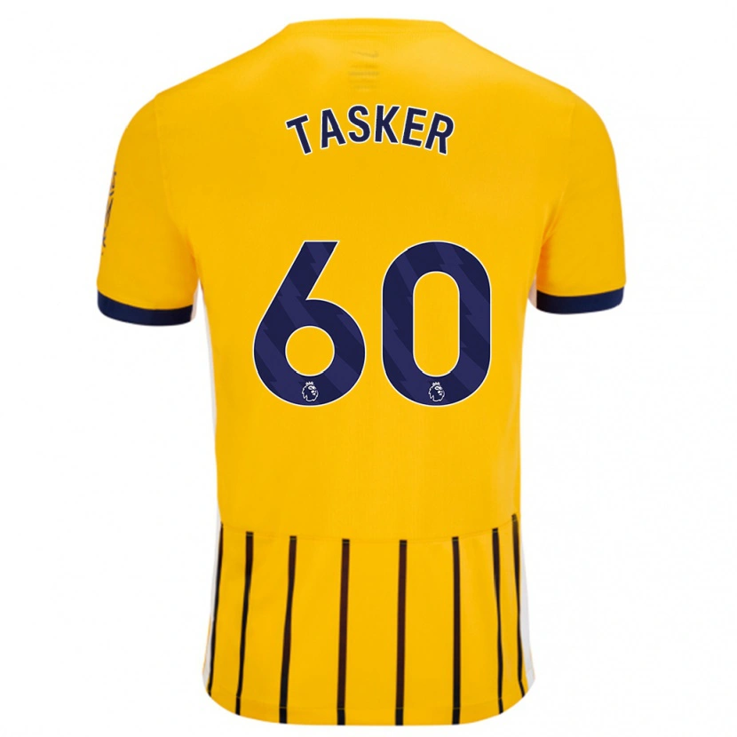Danxen Kvinnor Charlie Tasker #60 Guldblå Kritränder Bortatröja Matchtröjor 2024/25 Tröjor T-Tröja
