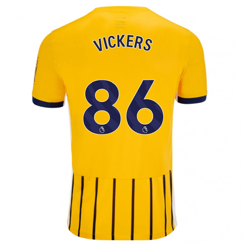 Danxen Kvinnor Jacob Vickers #86 Guldblå Kritränder Bortatröja Matchtröjor 2024/25 Tröjor T-Tröja