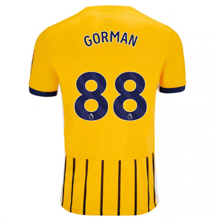 Danxen Kvinnor Ronnie Gorman #88 Guldblå Kritränder Bortatröja Matchtröjor 2024/25 Tröjor T-Tröja