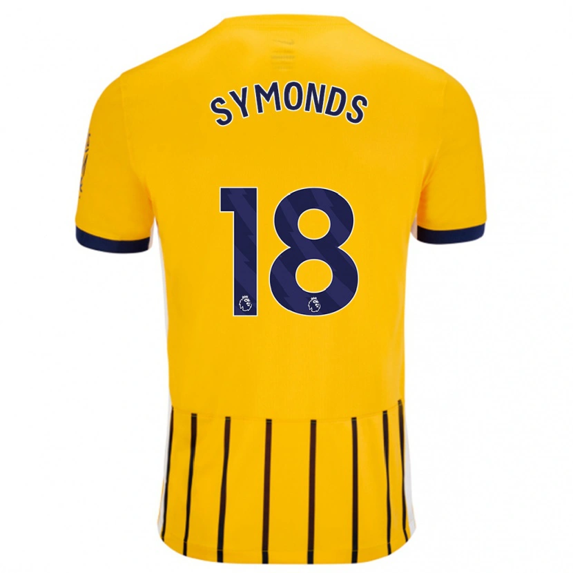 Danxen Kvinnor Maisie Symonds #18 Guldblå Kritränder Bortatröja Matchtröjor 2024/25 Tröjor T-Tröja