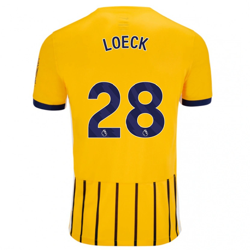 Danxen Kvinnor Melina Loeck #28 Guldblå Kritränder Bortatröja Matchtröjor 2024/25 Tröjor T-Tröja