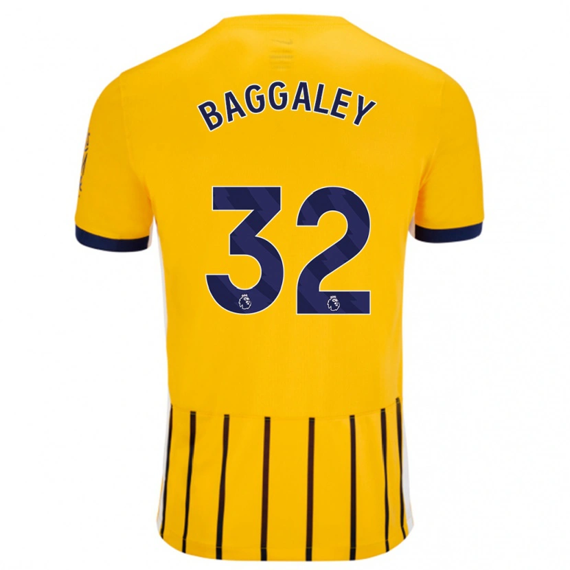 Danxen Kvinnor Sophie Baggaley #32 Guldblå Kritränder Bortatröja Matchtröjor 2024/25 Tröjor T-Tröja