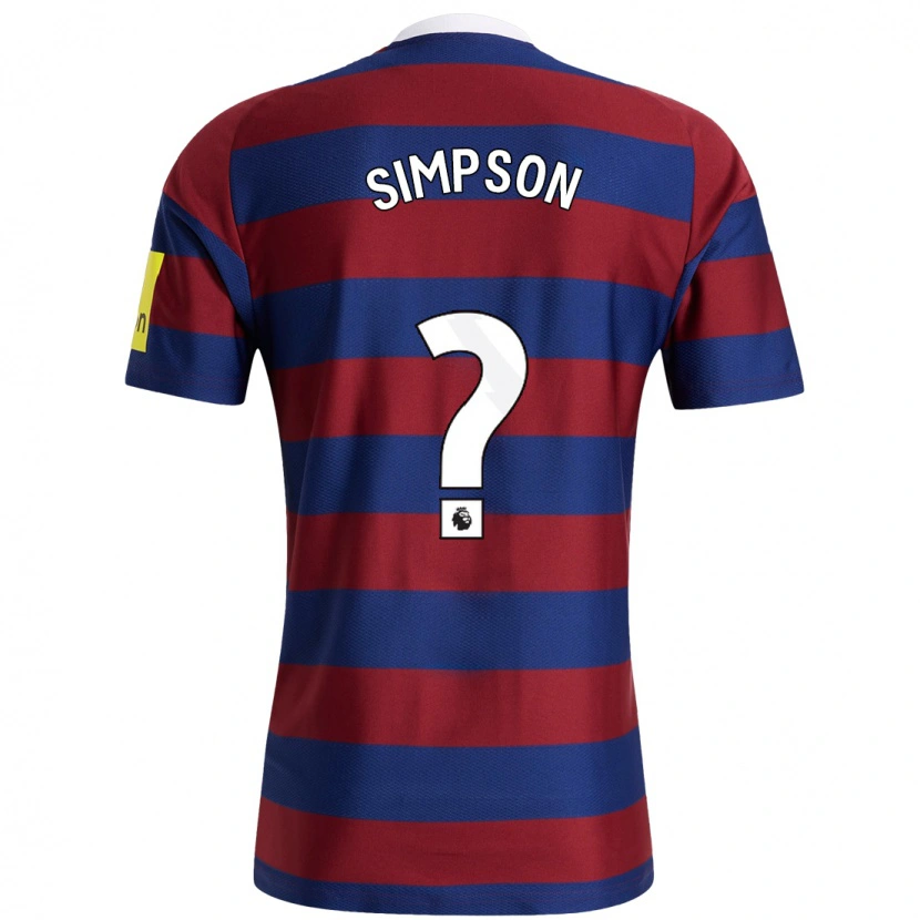 Danxen Kvinnor James Simpson #0 Vinröd Marinblå Bortatröja Matchtröjor 2024/25 Tröjor T-Tröja