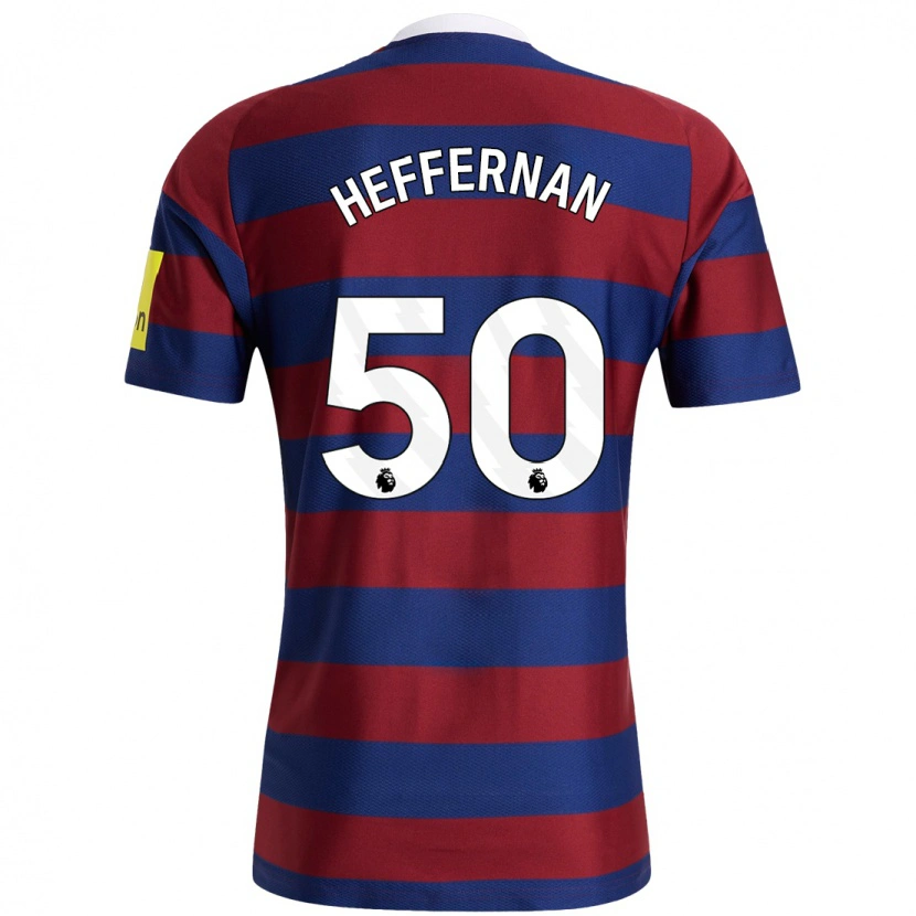 Danxen Kvinnor Cathal Heffernan #50 Vinröd Marinblå Bortatröja Matchtröjor 2024/25 Tröjor T-Tröja