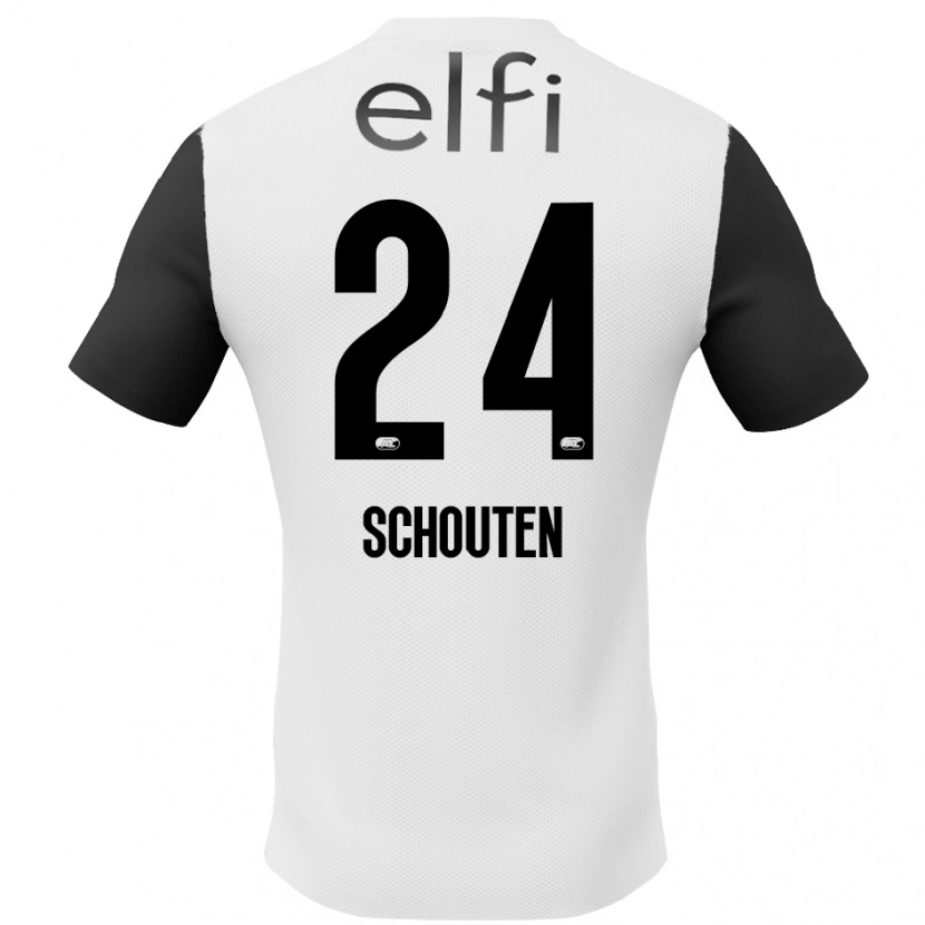 Danxen Kvinnor Lewis Schouten #24 Vit Svart Bortatröja Matchtröjor 2024/25 Tröjor T-Tröja