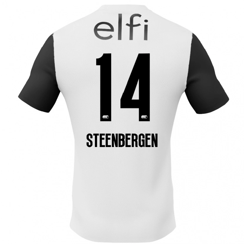 Danxen Kvinnor Thom Steenbergen #14 Vit Svart Bortatröja Matchtröjor 2024/25 Tröjor T-Tröja