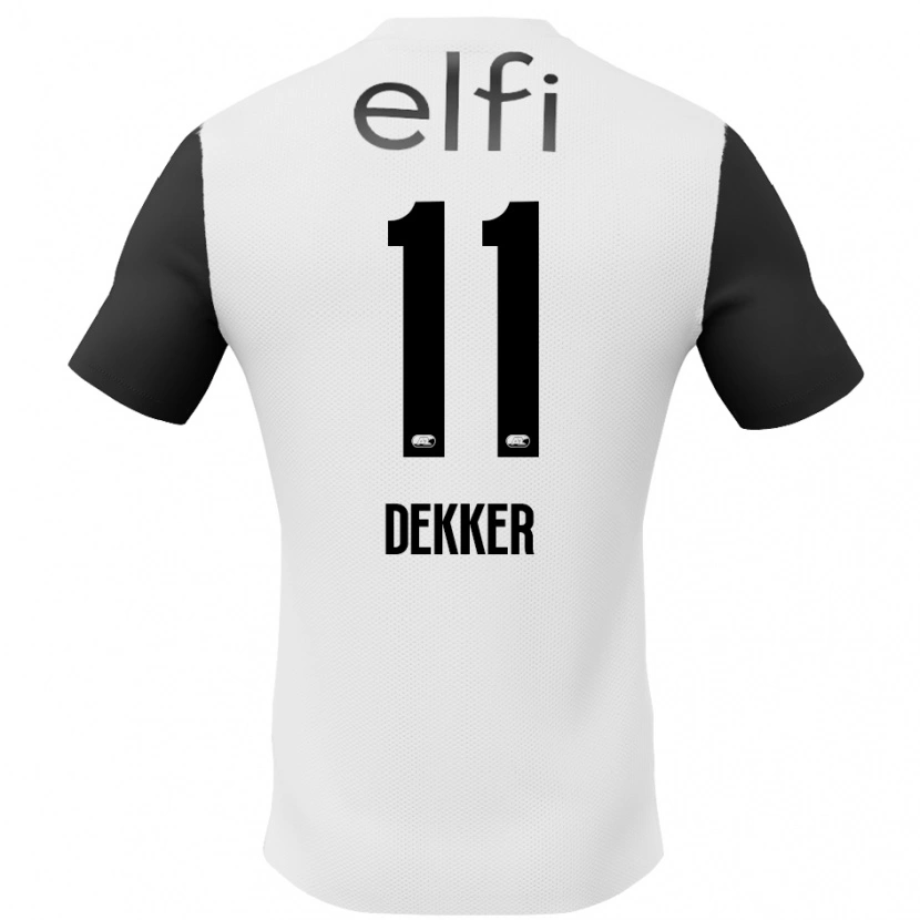 Danxen Kvinnor Isabella Dekker #11 Vit Svart Bortatröja Matchtröjor 2024/25 Tröjor T-Tröja