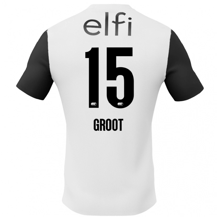 Danxen Kvinnor Pleun Groot #15 Vit Svart Bortatröja Matchtröjor 2024/25 Tröjor T-Tröja