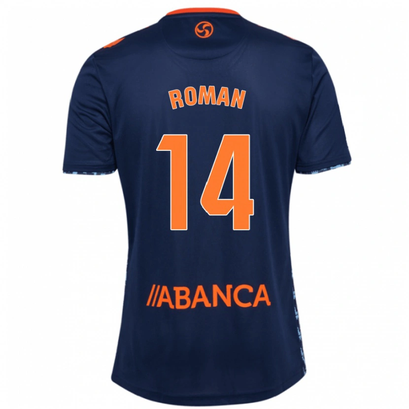 Danxen Kvinnor Miguel Román #14 Marinblå Bortatröja Matchtröjor 2024/25 Tröjor T-Tröja