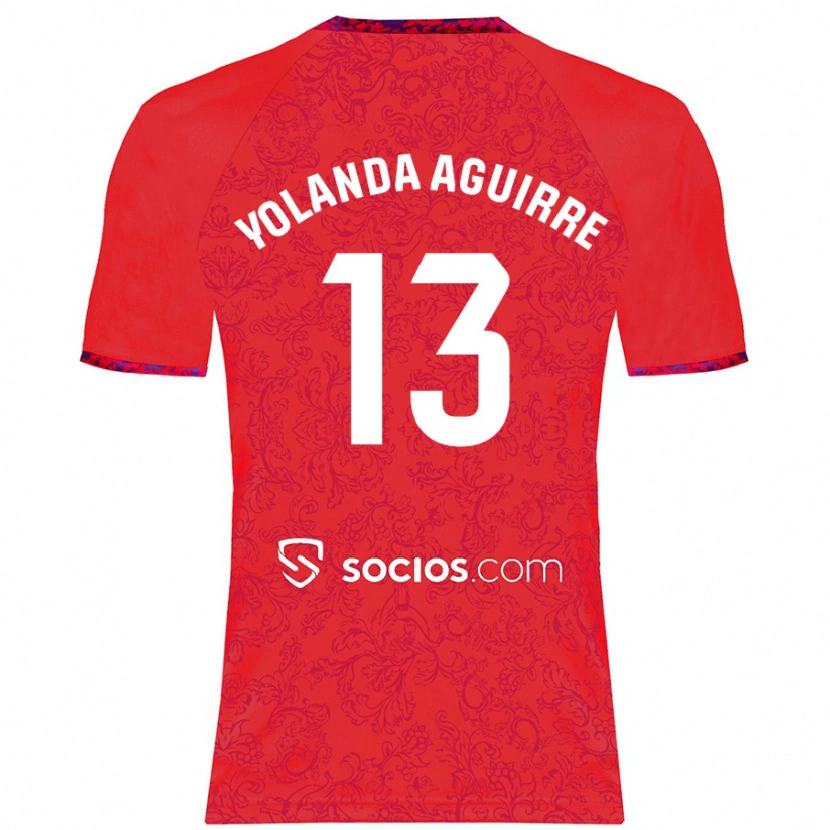 Danxen Kvinnor Yolanda Aguirre Gutiérrez #13 Röd Bortatröja Matchtröjor 2024/25 Tröjor T-Tröja