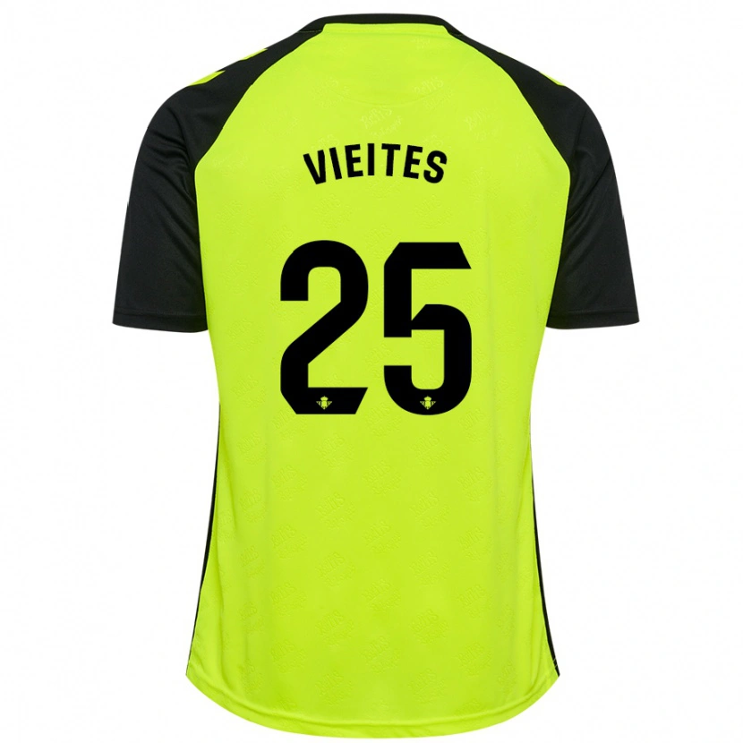 Danxen Kvinnor Fran Vieites #25 Fluorescerande Gulsvart Bortatröja Matchtröjor 2024/25 Tröjor T-Tröja