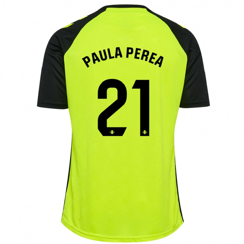 Danxen Kvinnor Paula Perea Ramírez #21 Fluorescerande Gulsvart Bortatröja Matchtröjor 2024/25 Tröjor T-Tröja