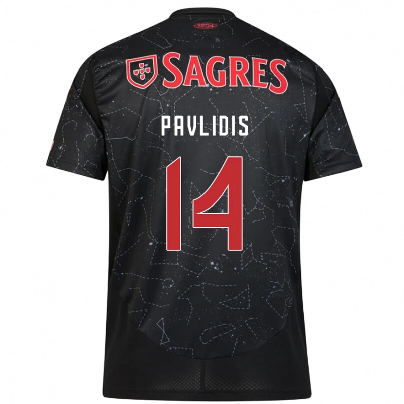 Danxen Kvinnor Vangelis Pavlidis #14 Svart Röd Bortatröja Matchtröjor 2024/25 Tröjor T-Tröja