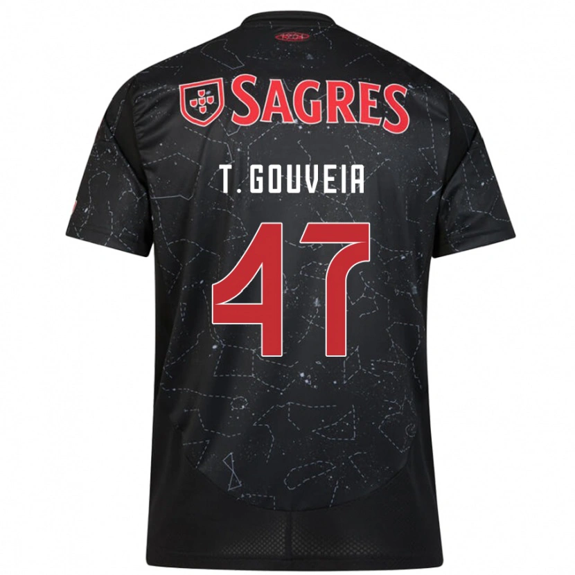 Danxen Kvinnor Tiago Gouveia #47 Svart Röd Bortatröja Matchtröjor 2024/25 Tröjor T-Tröja