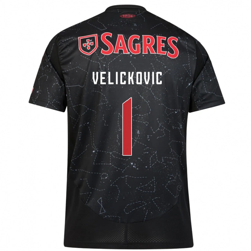 Danxen Kvinnor Luka Velickovic #1 Svart Röd Bortatröja Matchtröjor 2024/25 Tröjor T-Tröja