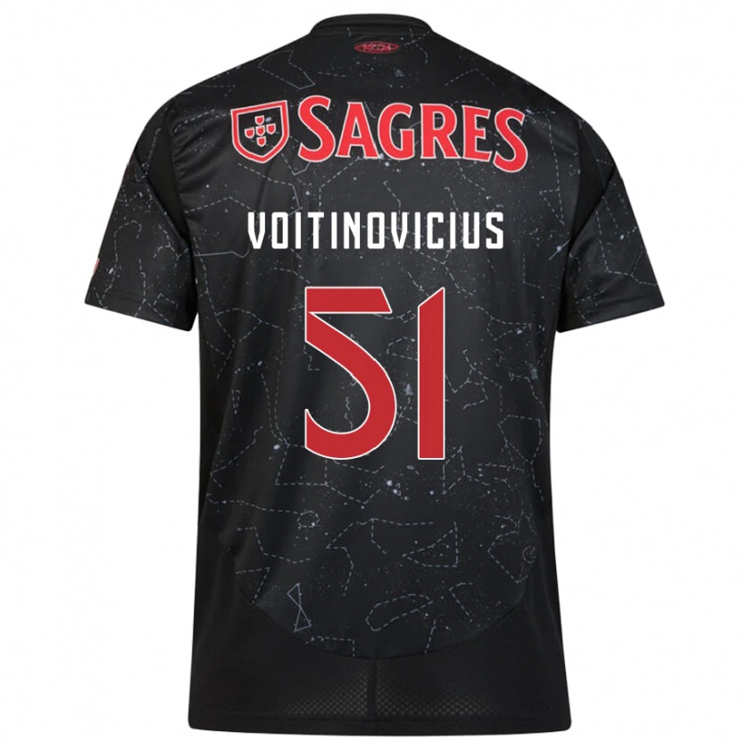 Danxen Kvinnor Arnas Voitinovicius #51 Svart Röd Bortatröja Matchtröjor 2024/25 Tröjor T-Tröja