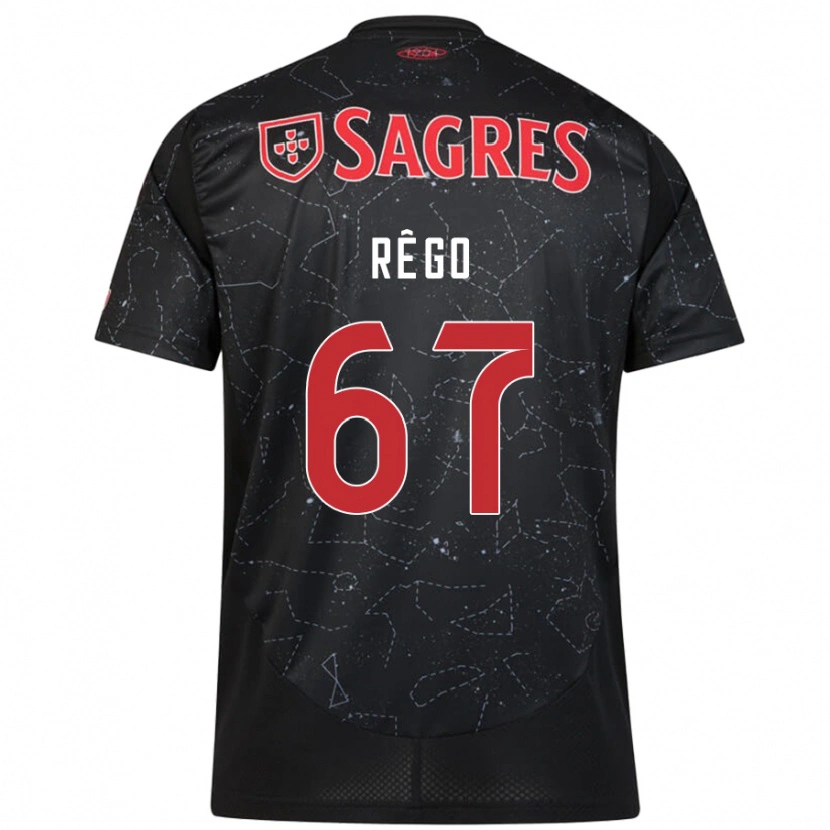 Danxen Kvinnor Rodrigo Rêgo #67 Svart Röd Bortatröja Matchtröjor 2024/25 Tröjor T-Tröja