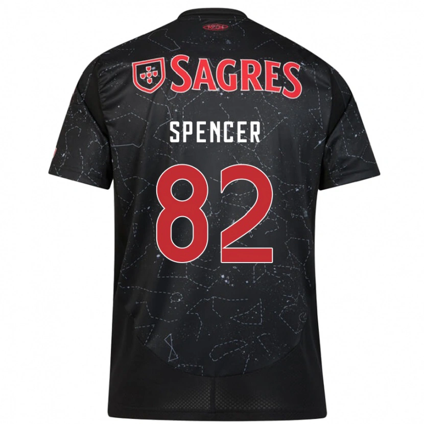 Danxen Kvinnor Diogo Spencer #82 Svart Röd Bortatröja Matchtröjor 2024/25 Tröjor T-Tröja