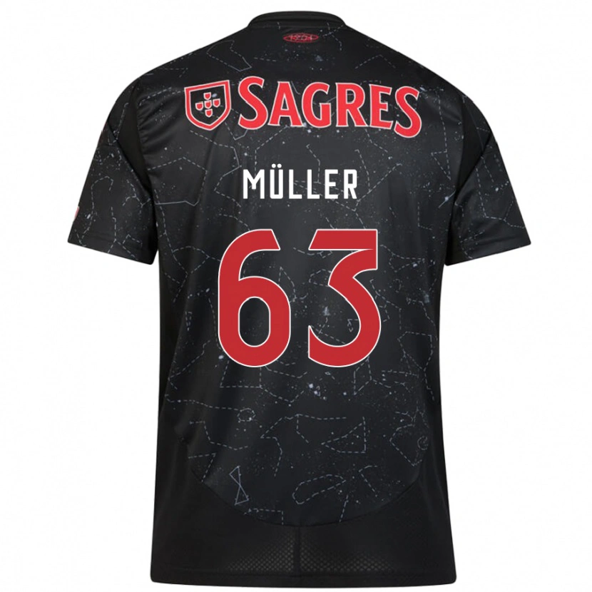 Danxen Kvinnor José Müller #63 Svart Röd Bortatröja Matchtröjor 2024/25 Tröjor T-Tröja