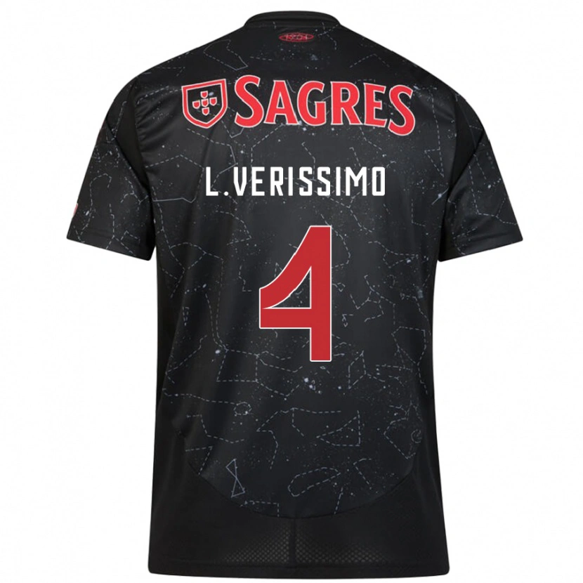 Danxen Kvinnor Lucas Verissimo #4 Svart Röd Bortatröja Matchtröjor 2024/25 Tröjor T-Tröja
