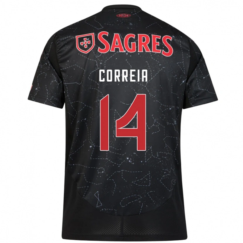 Danxen Kvinnor Carolina Correia #14 Svart Röd Bortatröja Matchtröjor 2024/25 Tröjor T-Tröja