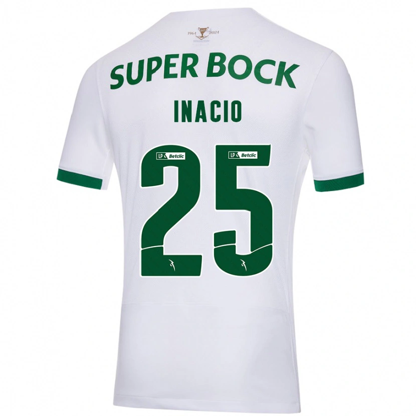 Danxen Kvinnor Gonçalo Inácio #25 Vit Grön Bortatröja Matchtröjor 2024/25 Tröjor T-Tröja