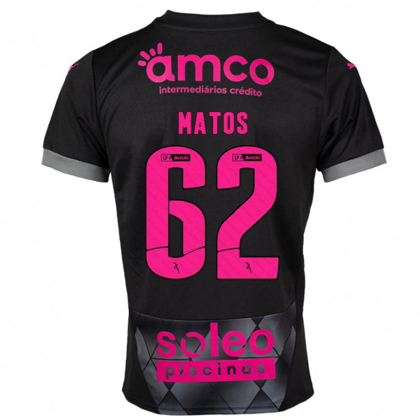 Danxen Kvinnor Nuno Matos #62 Svart Rosa Bortatröja Matchtröjor 2024/25 Tröjor T-Tröja