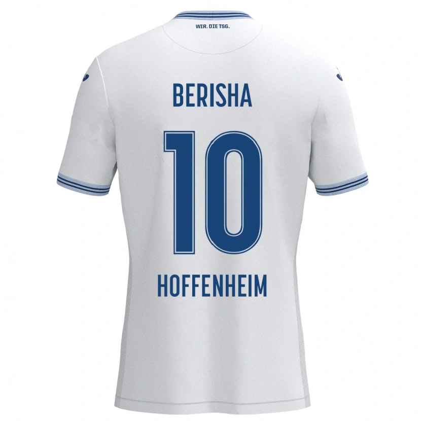 Danxen Kvinnor Mergim Berisha #10 Vit Blå Bortatröja Matchtröjor 2024/25 Tröjor T-Tröja