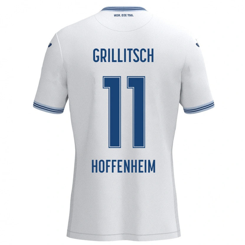 Danxen Kvinnor Florian Grillitsch #11 Vit Blå Bortatröja Matchtröjor 2024/25 Tröjor T-Tröja