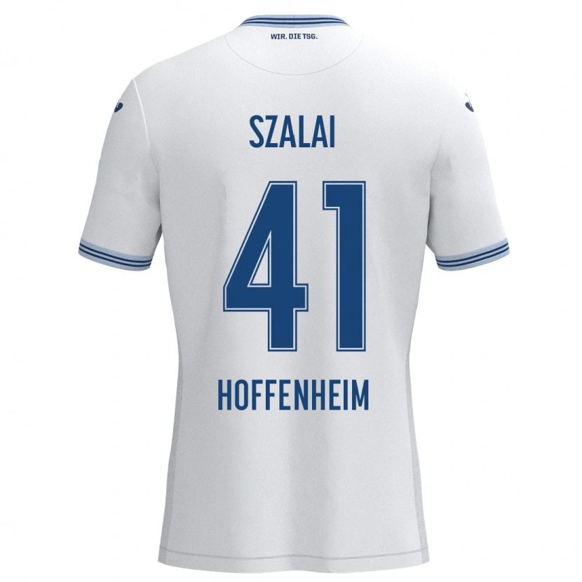 Danxen Kvinnor Attila Szalai #41 Vit Blå Bortatröja Matchtröjor 2024/25 Tröjor T-Tröja