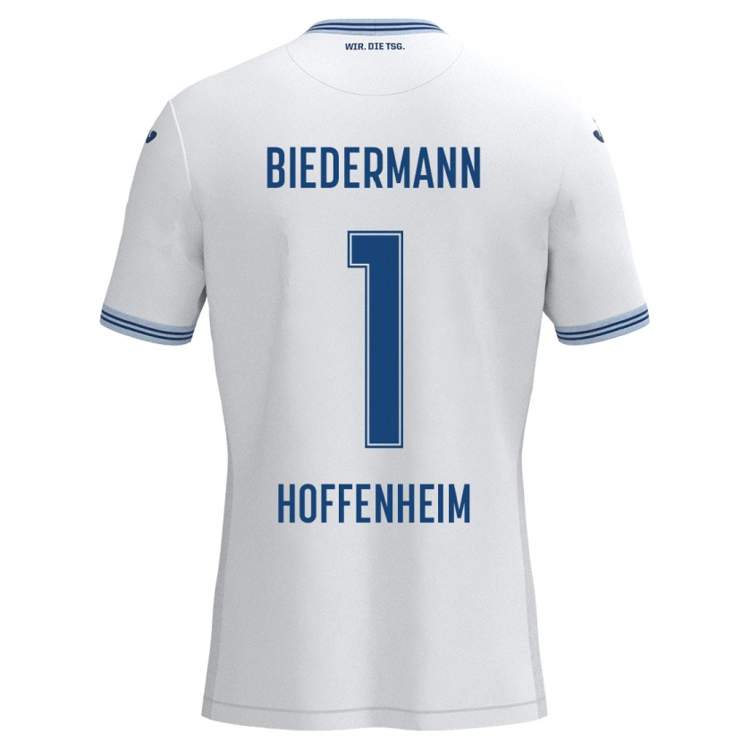Danxen Kvinnor Nico Biedermann #1 Vit Blå Bortatröja Matchtröjor 2024/25 Tröjor T-Tröja