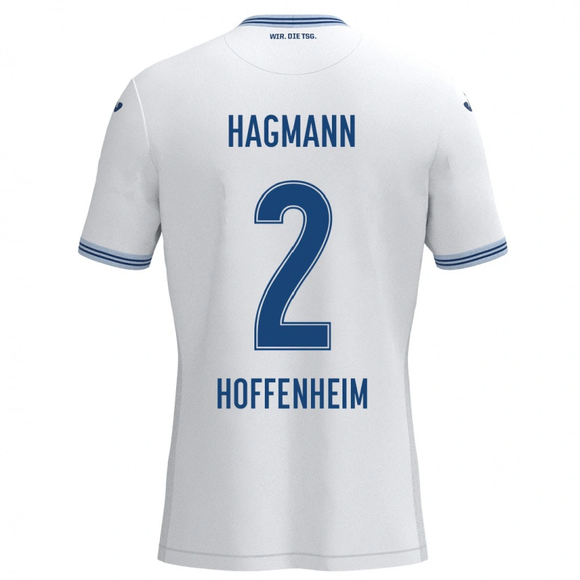 Danxen Kvinnor Felix Hagmann #2 Vit Blå Bortatröja Matchtröjor 2024/25 Tröjor T-Tröja