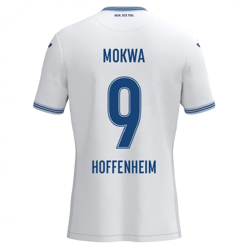 Danxen Kvinnor David Mokwa #9 Vit Blå Bortatröja Matchtröjor 2024/25 Tröjor T-Tröja