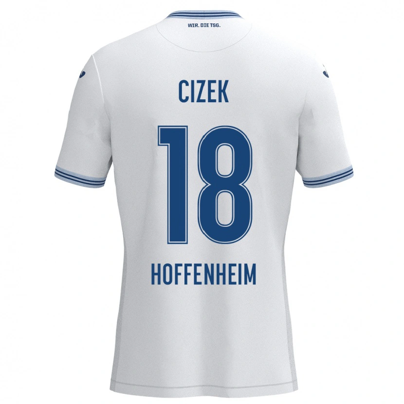 Danxen Kvinnor Krystof Cizek #18 Vit Blå Bortatröja Matchtröjor 2024/25 Tröjor T-Tröja