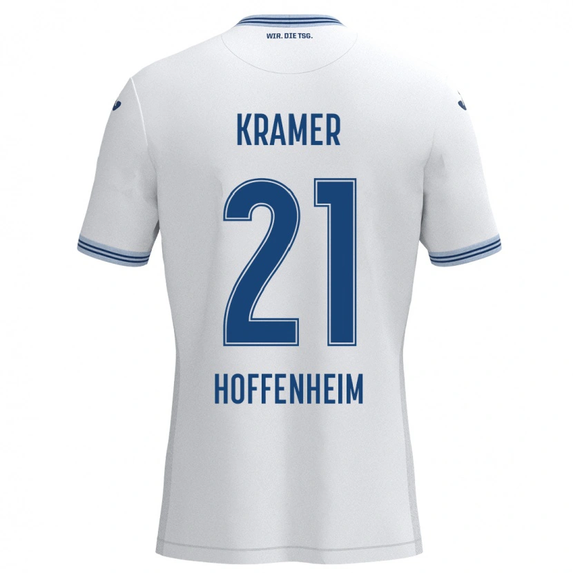 Danxen Kvinnor Emil Kramer #21 Vit Blå Bortatröja Matchtröjor 2024/25 Tröjor T-Tröja